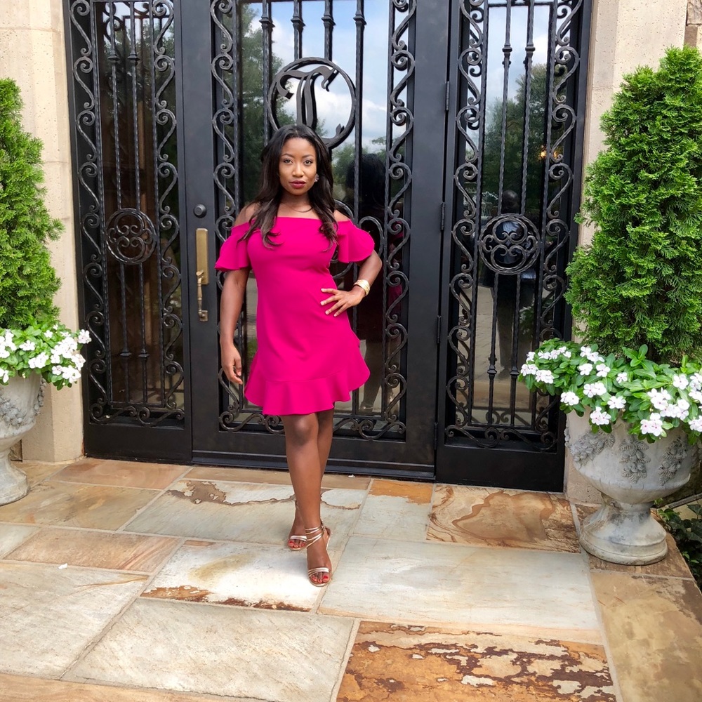 Pink Off-Shoulder Dress